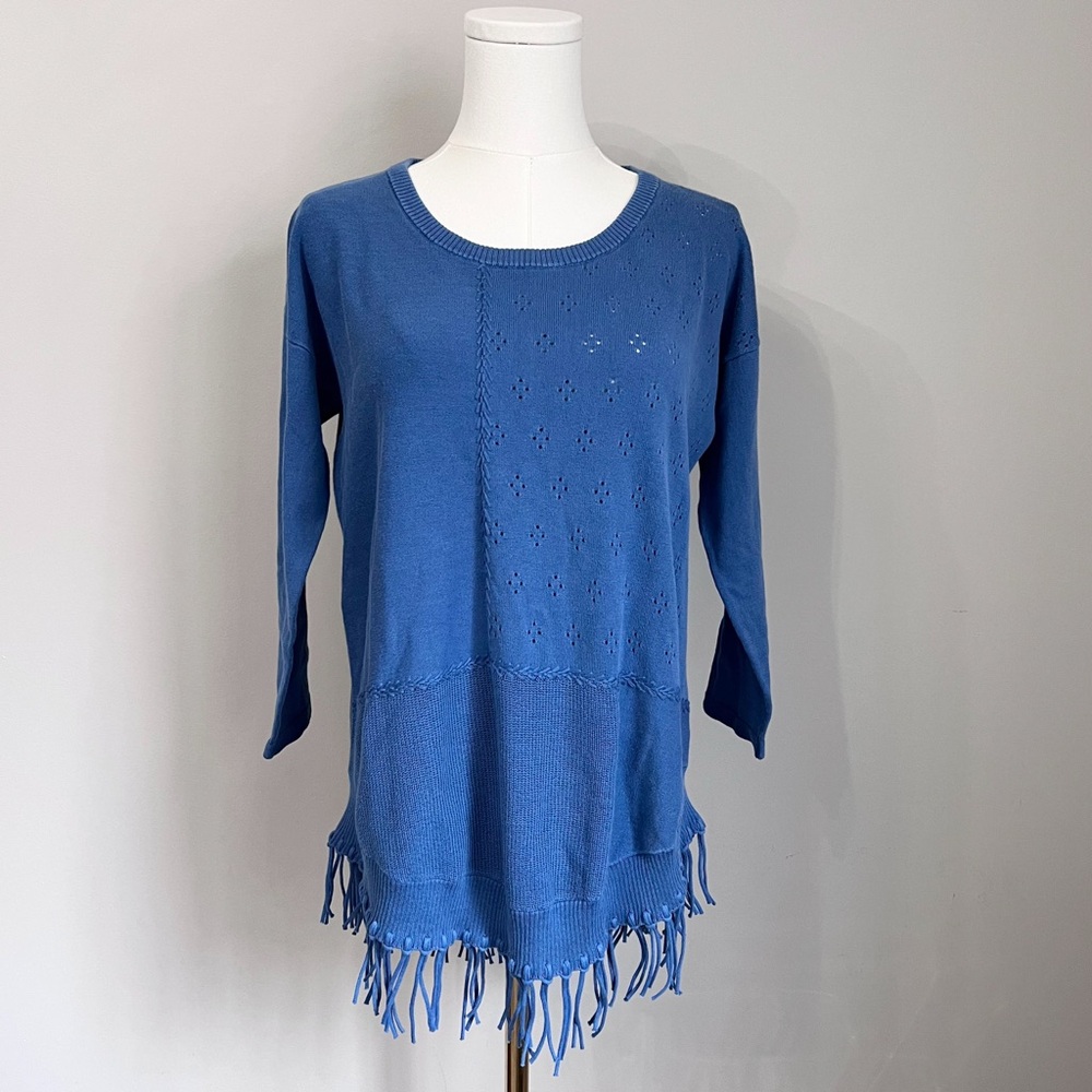 Toad & Co Woodstock Fringe Organic Cotton Sweater Size M
